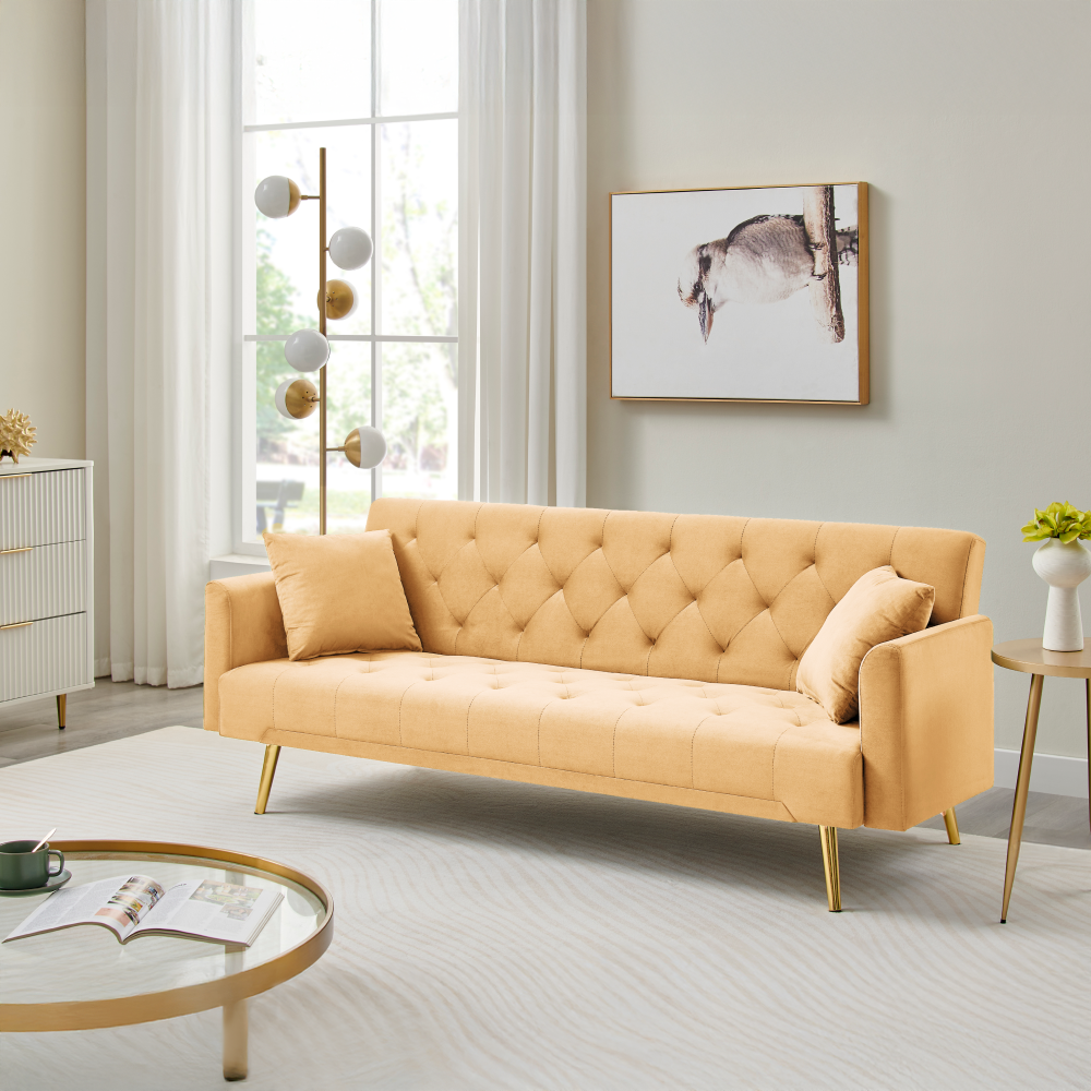 Rozkladacia pohovka, horčicová/gold chróm-zlatý, ALISIA