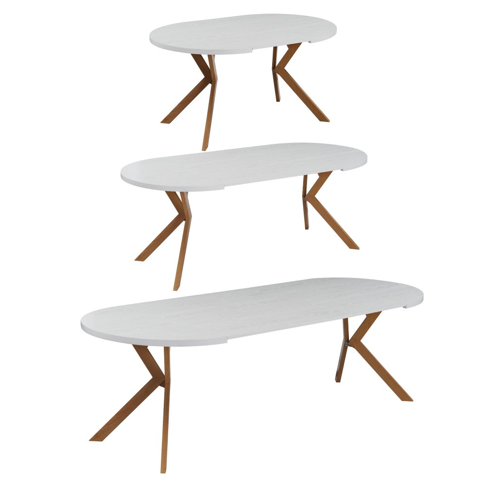 Jedálenský rozkladací stôl, biela/dub, 100-250x75,5 cm, LUKOS