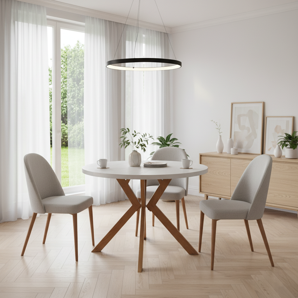 Jedálenský rozkladací stôl, biela/dub, 100-250x75,5 cm, LUKOS