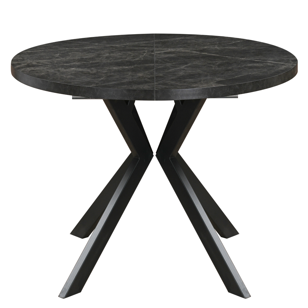 Jedálenský rozkladací stôl, betón tmavý/čierna, 100-250x75,5 cm, LUKOS