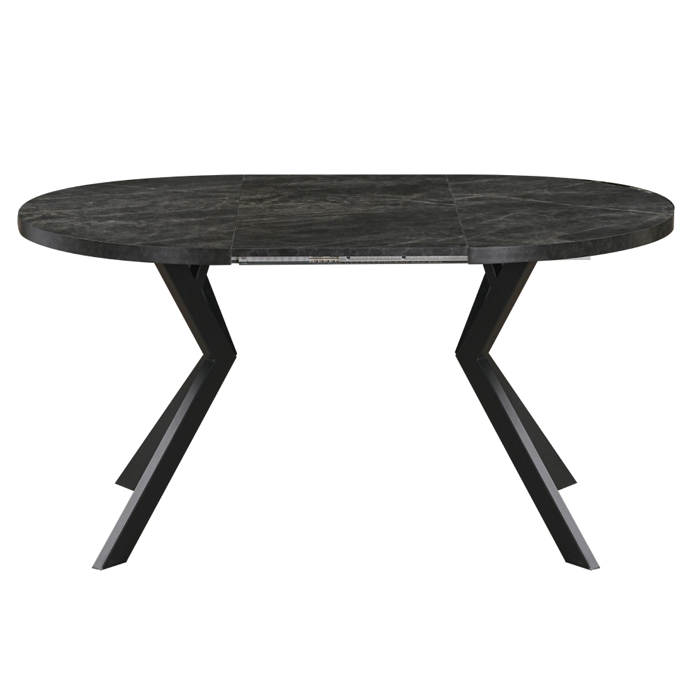 Jedálenský rozkladací stôl, betón tmavý/čierna, 100-250x75,5 cm, LUKOS
