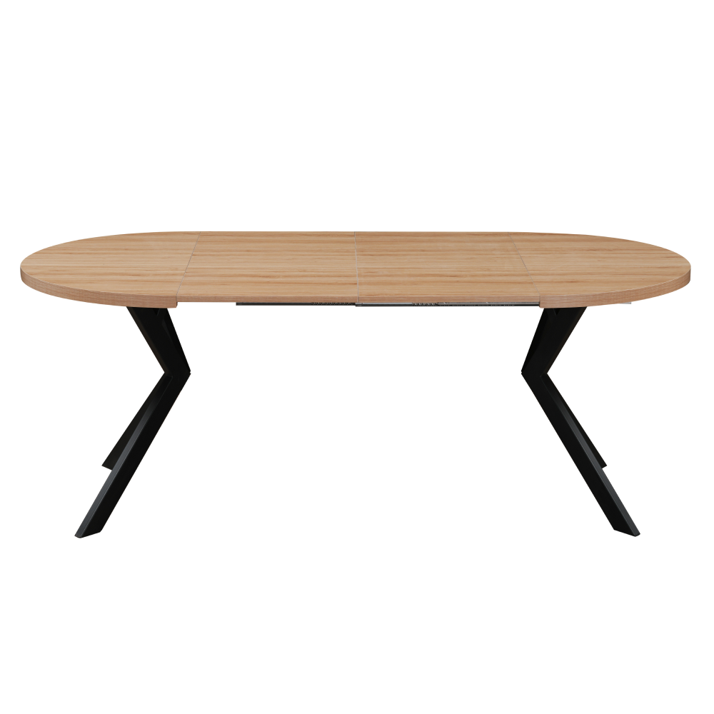 Jedálenský rozkladací stôl, dub svetlý/čierna, 100-250x75,5 cm, LUKOS