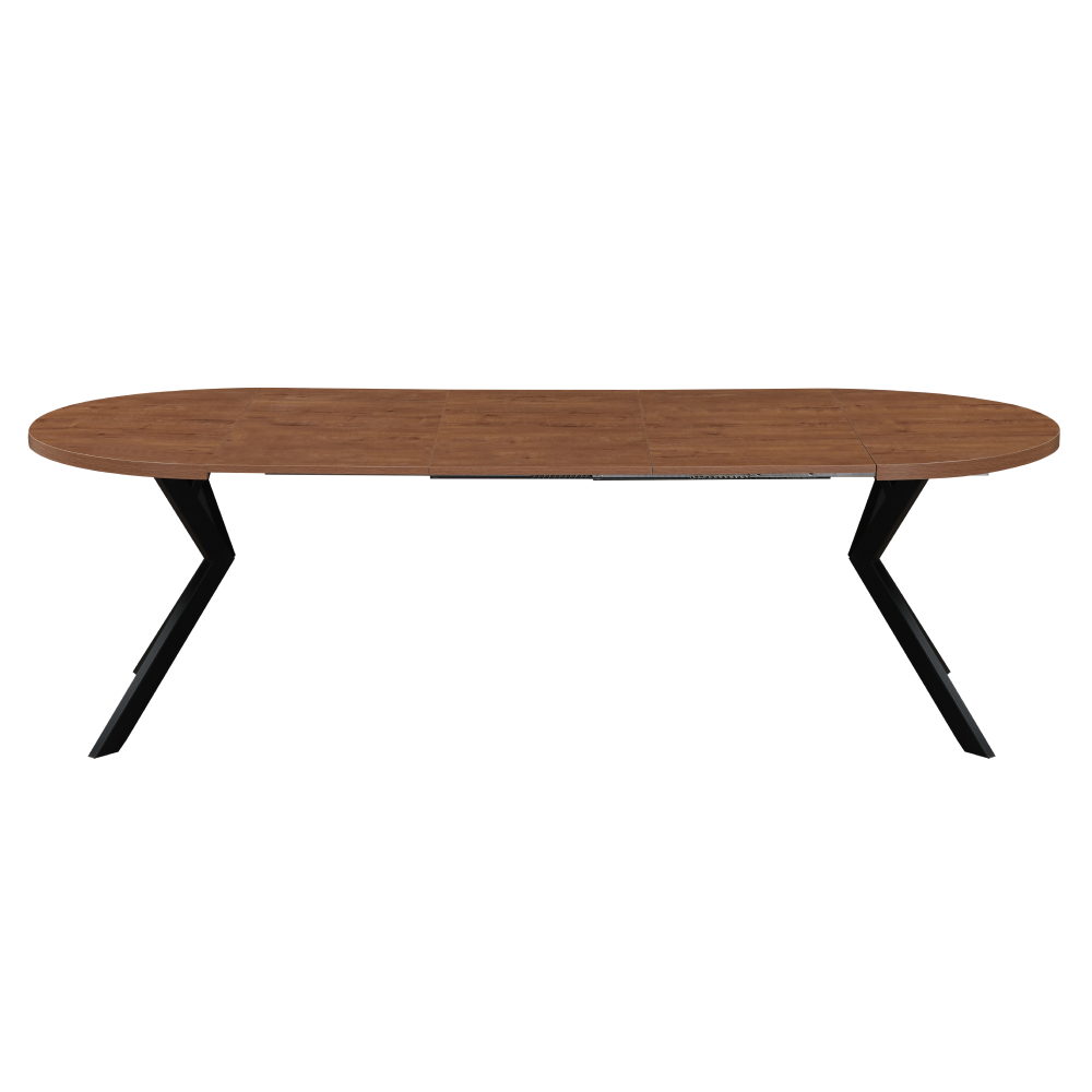 Jedálenský rozkladací stôl, dub tmavý/čierna, 100-250x75,5 cm, LUKOS