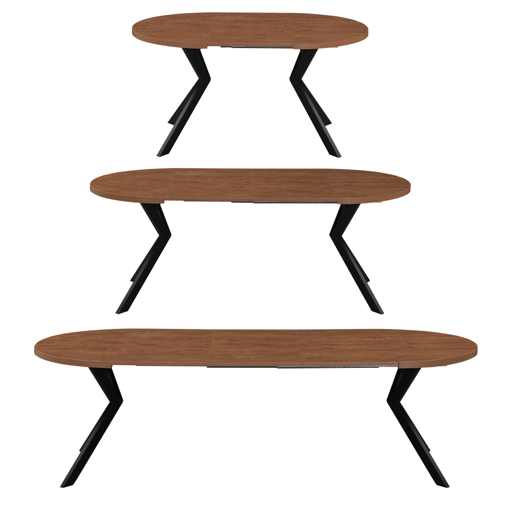 Jedálenský rozkladací stôl, dub tmavý/čierna, 100-250x75,5 cm, LUKOS