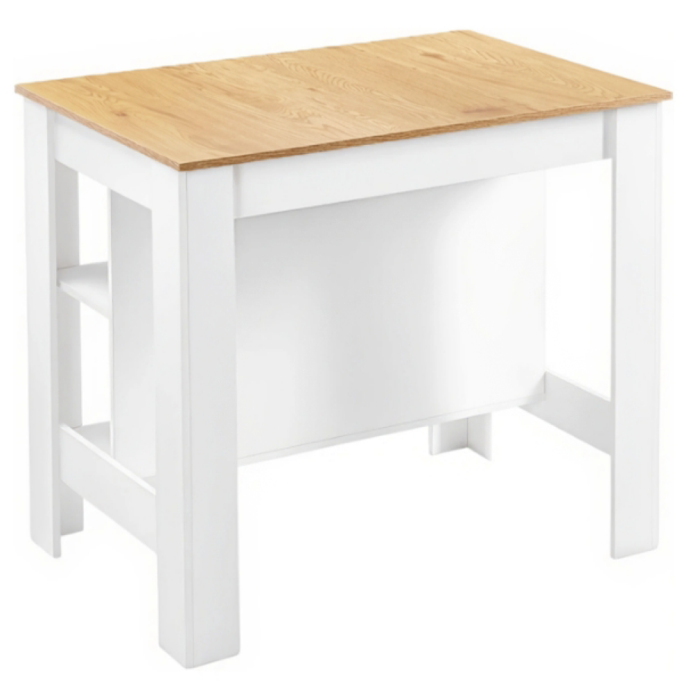 Kuchynský ostrovček, 103x70 cm, dub/biela, LUNAN