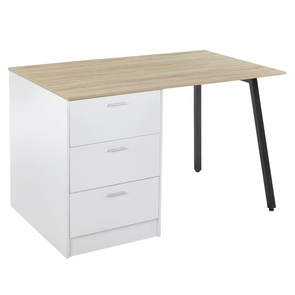 Kuchyňský ostrůvek, 150x90 cm, dub/bílá/černá, XILO