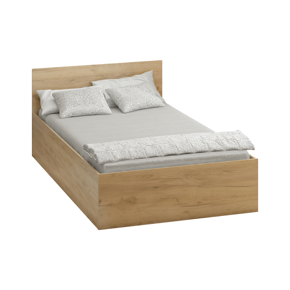 Posteľ s kovovým roštom a úložným priestorom, 120x200, dub artisan, DOLI