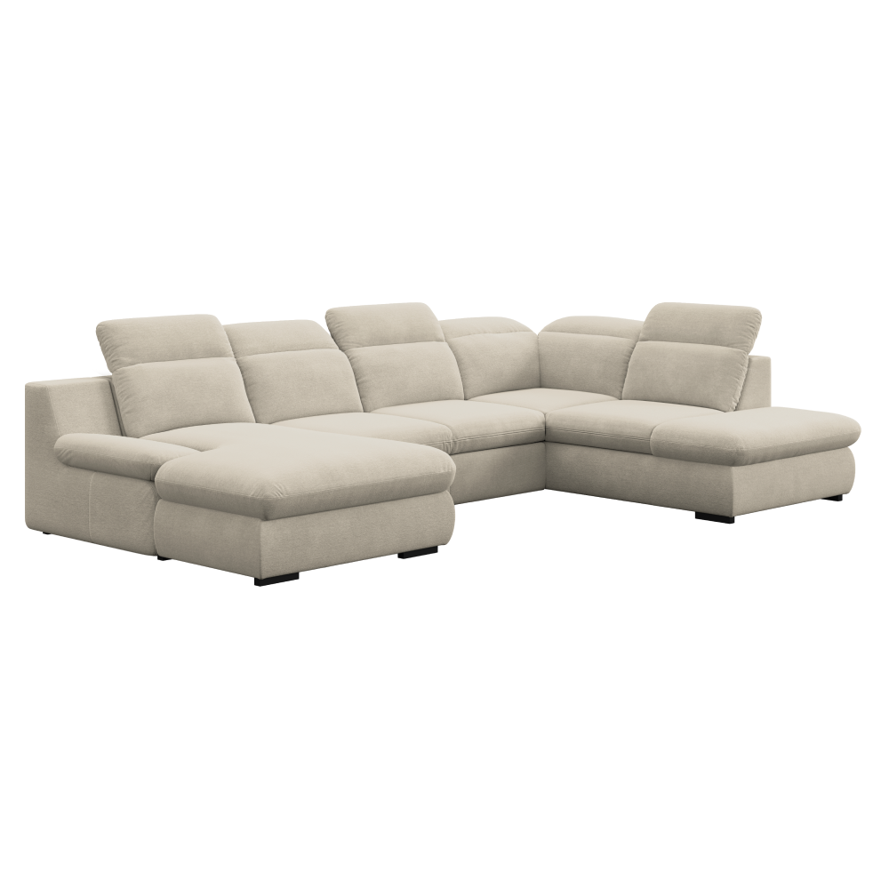 Rozkladacia sedacia súprava, piesková, pravá, LORETA ROH U