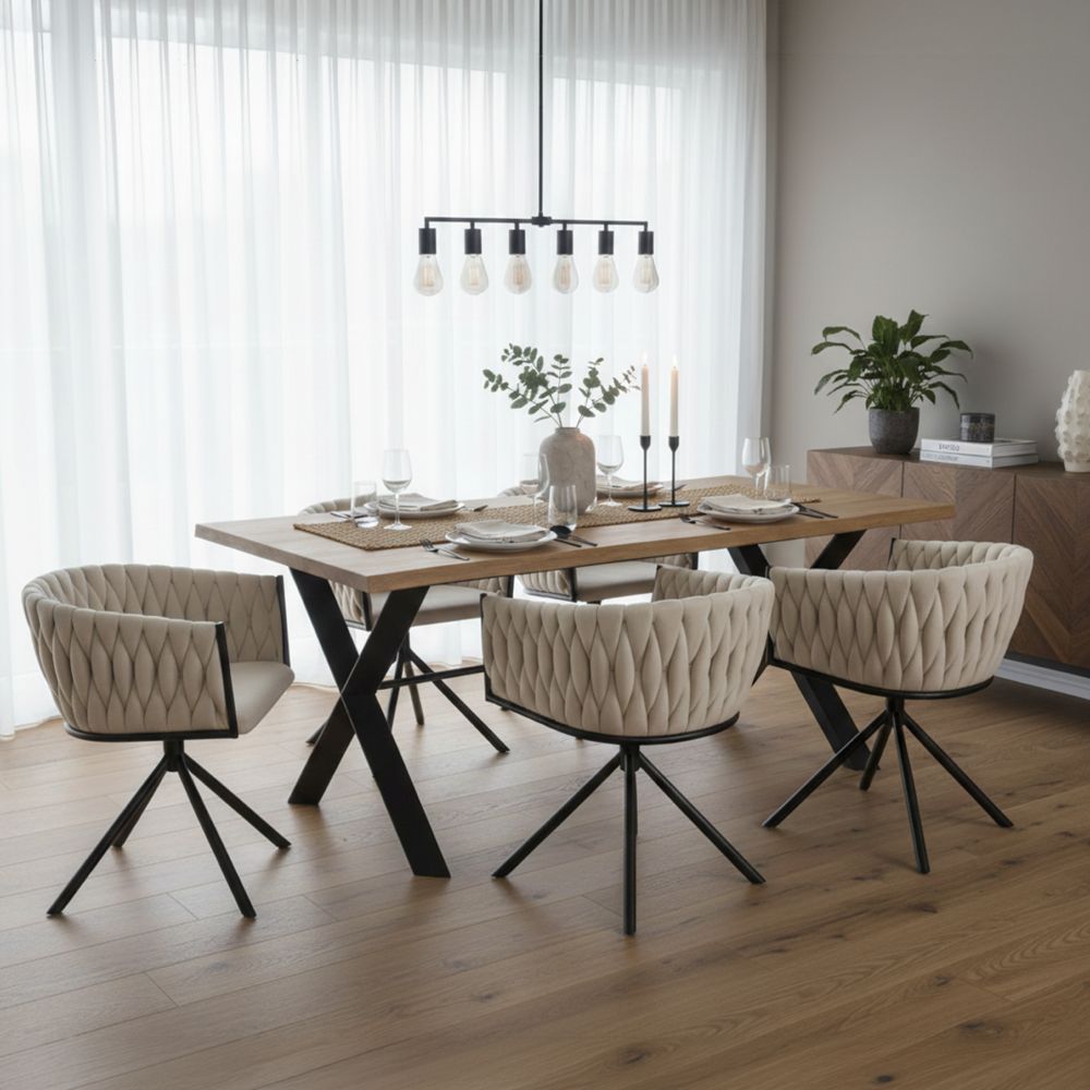 Otočné jedálenské kreslo, béžová Velvet látka/čierna, ZALA