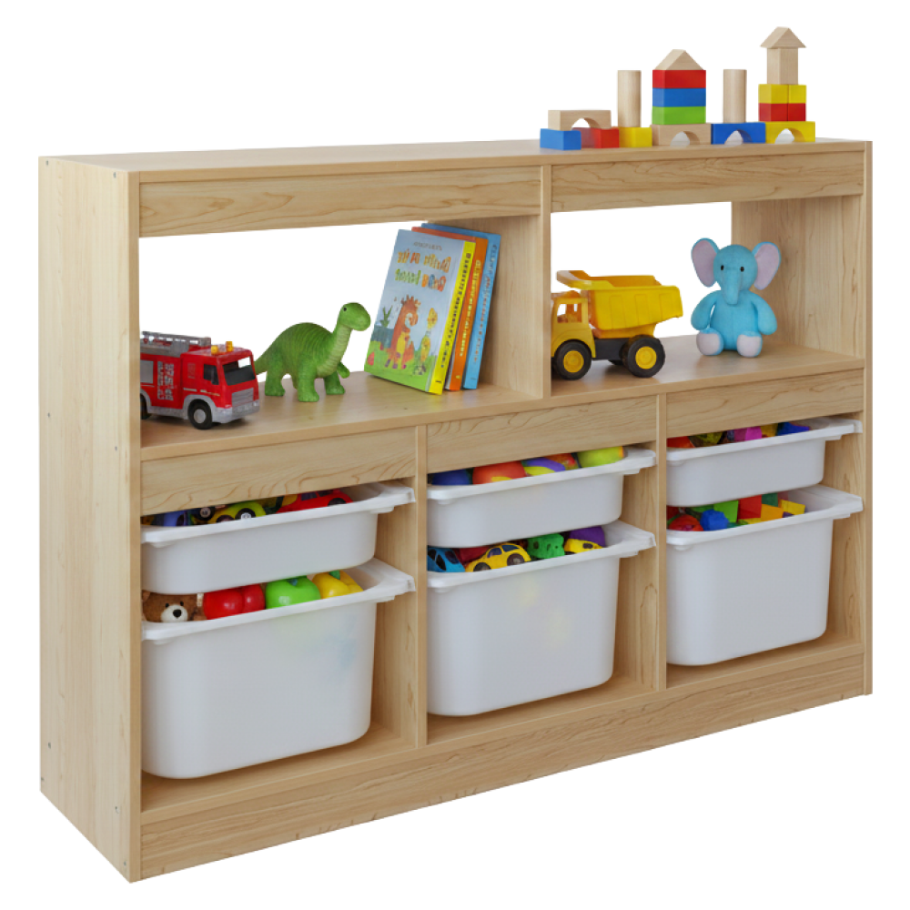 Organizér s úložnými boxami, dub/biela, TRIVIX