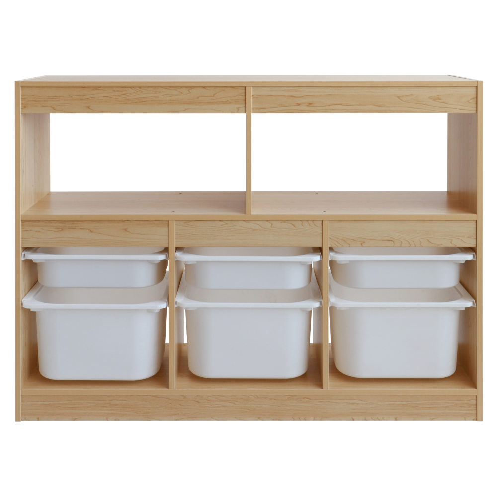Organizér s úložnými boxami, dub/biela, TRIVIX