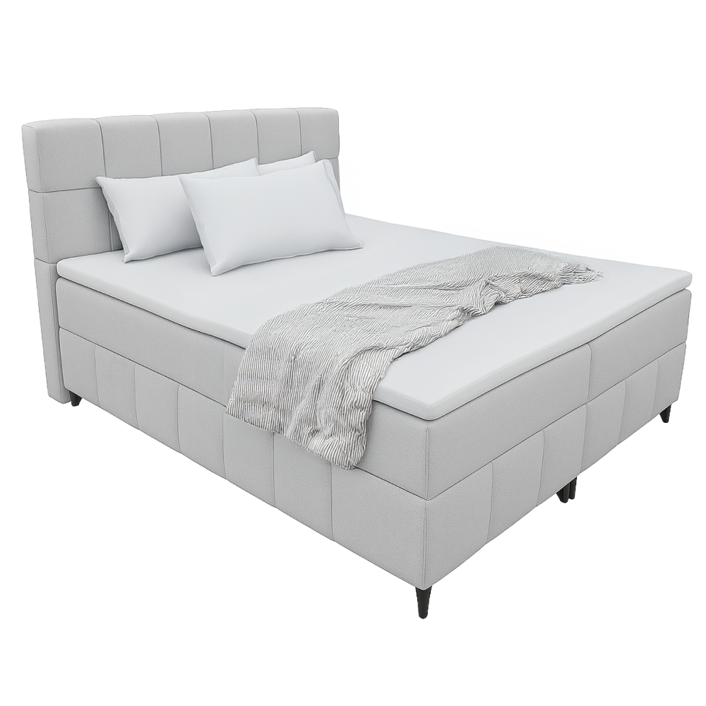 Boxspringová postel, 200x200, světle šedá, ALMA