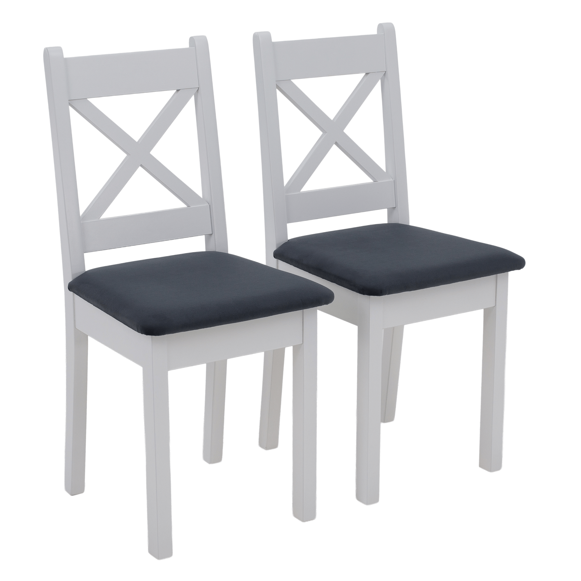 Židle, set 2 ks, bílá/tmavě šedá, REMY KX