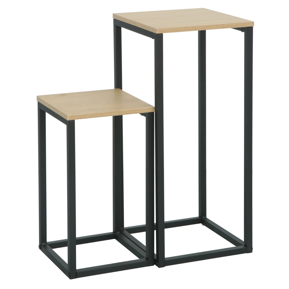 Příruční stolky, set 2 ks, dub/černá, TOLSOS