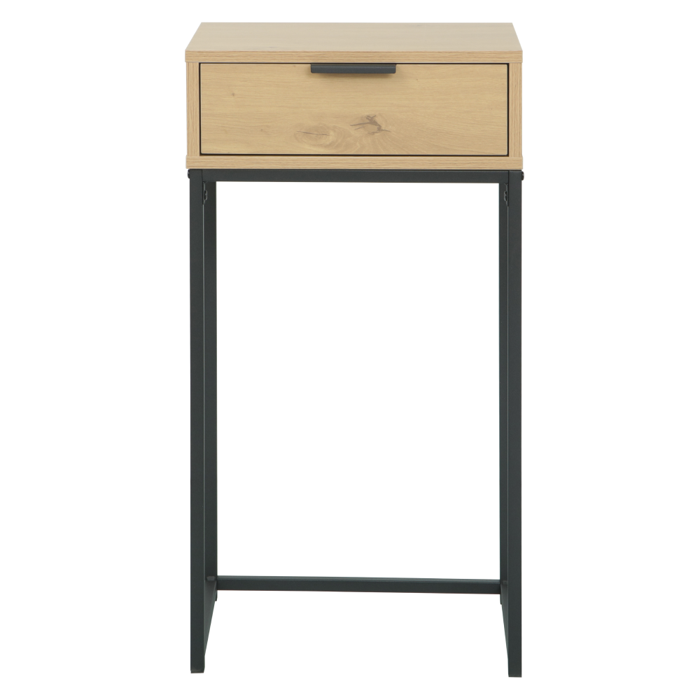 Konzolový stolík so zásuvkou, dub/čierna, LERTOS