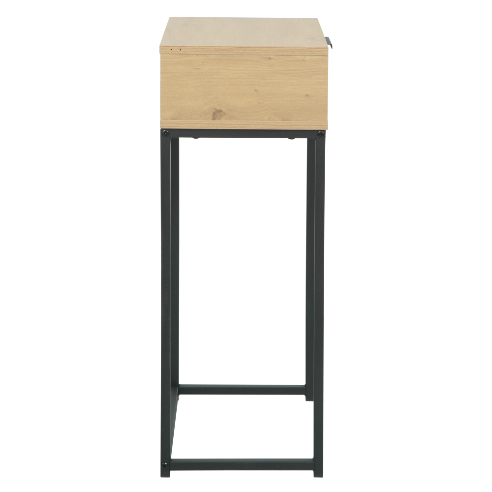 Konzolový stolík so zásuvkou, dub/čierna, LERTOS