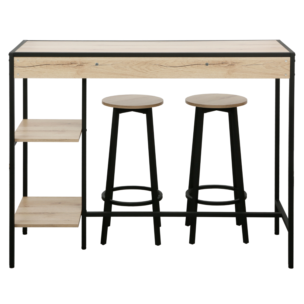 Barový set 1+2, dub/čierna, POHOS