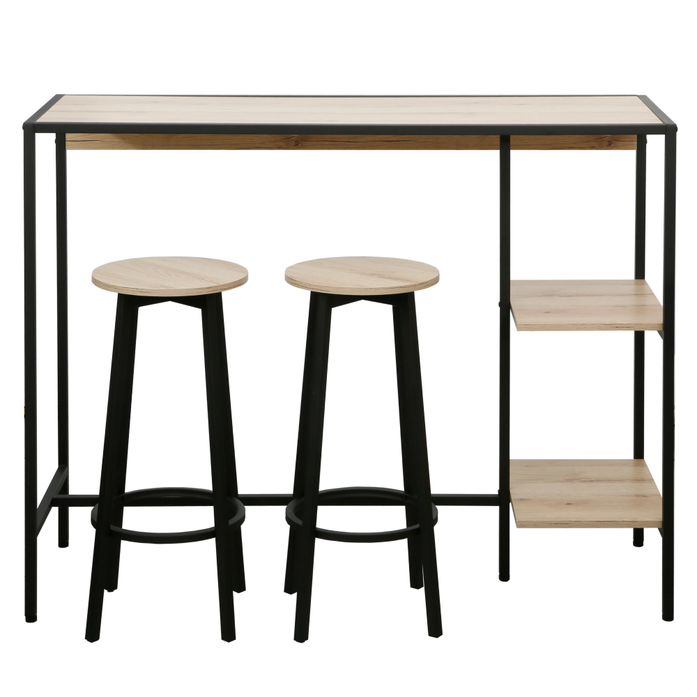 Barový set 1+2, dub/čierna, POHOS