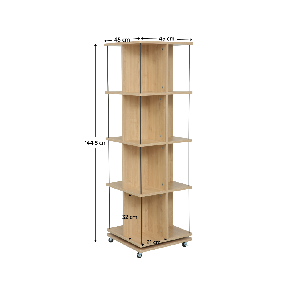 Otočný regál, dub/čierna, POTOR