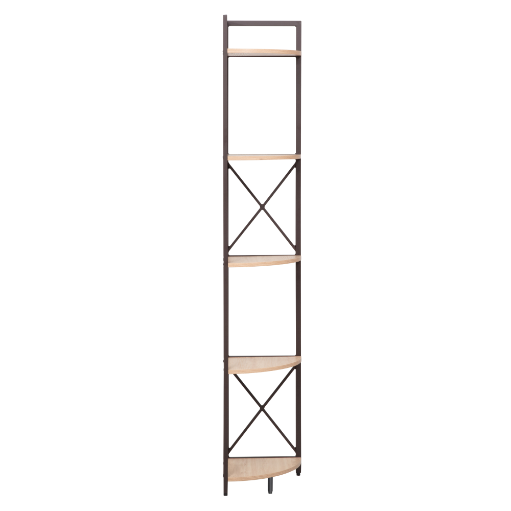 Rohový regál s policami, dub/čierna, PASOKO