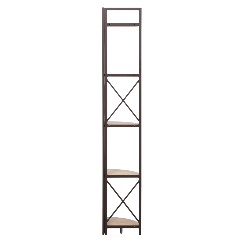 Rohový regál s policami, dub/čierna, PASOKO