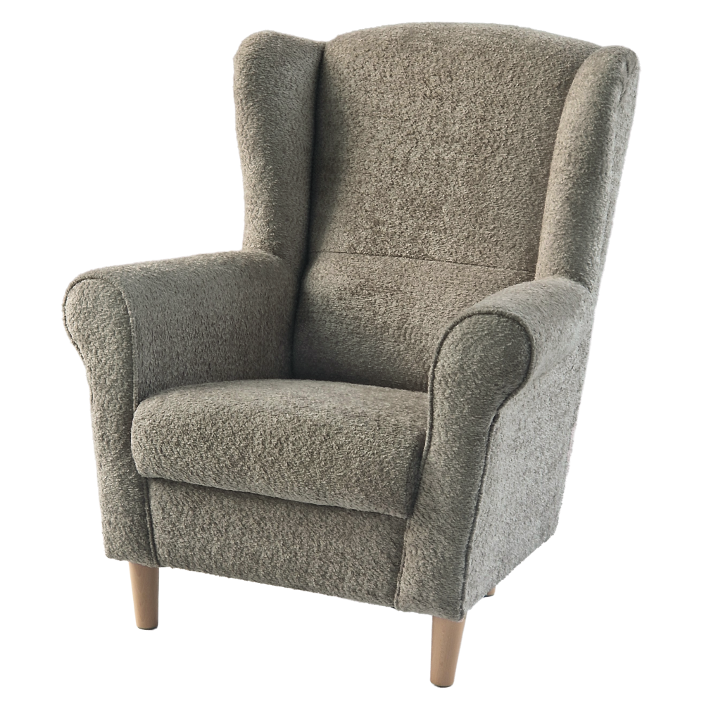 Kreslo ušiak, sivobéžová Taupe látka Coral, CHARLOT