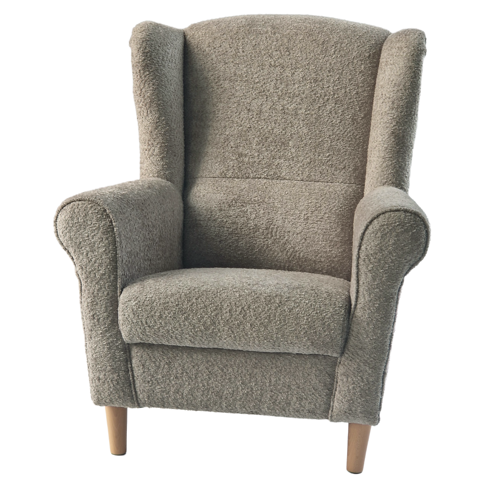 Kreslo ušiak, sivobéžová Taupe látka Coral, CHARLOT