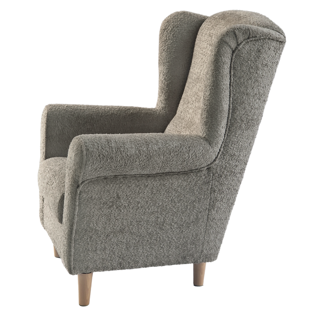 Kreslo ušiak, sivobéžová Taupe látka Coral, CHARLOT