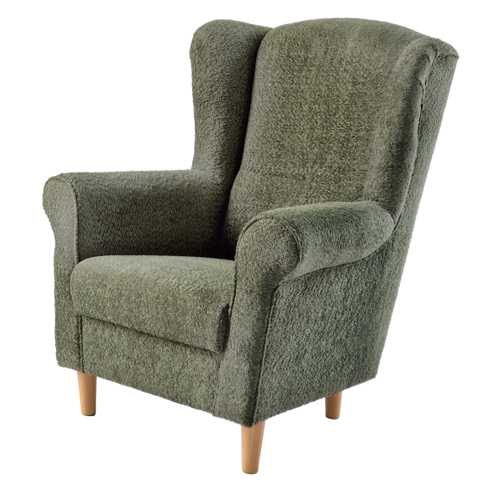 Kreslo ušiak, zelená látka Coral, CHARLOT