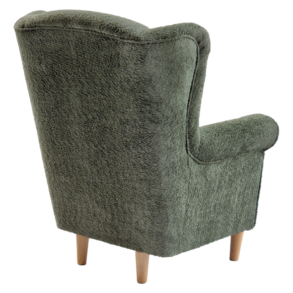 Kreslo ušiak, zelená látka Coral, CHARLOT