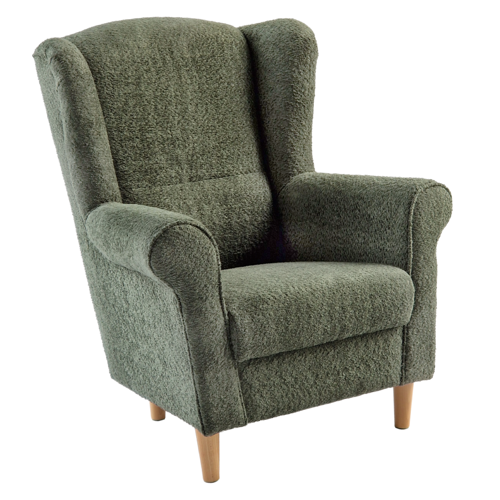 Kreslo ušiak, zelená látka Coral, CHARLOT