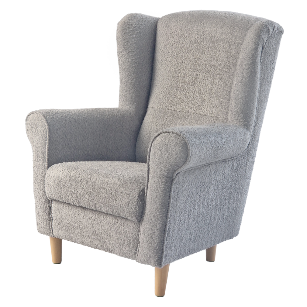 Kreslo ušiak, sivá látka Coral, CHARLOT