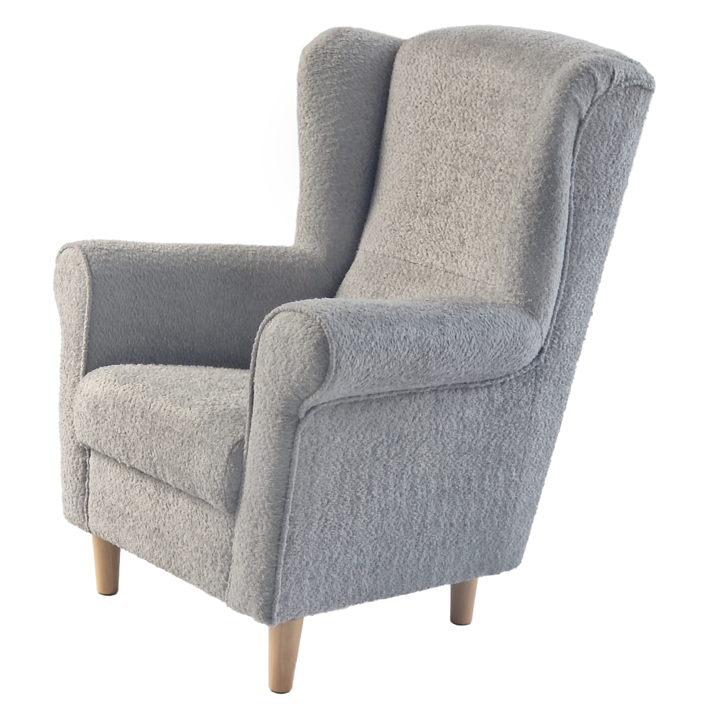 Kreslo ušiak, sivá látka Coral, CHARLOT