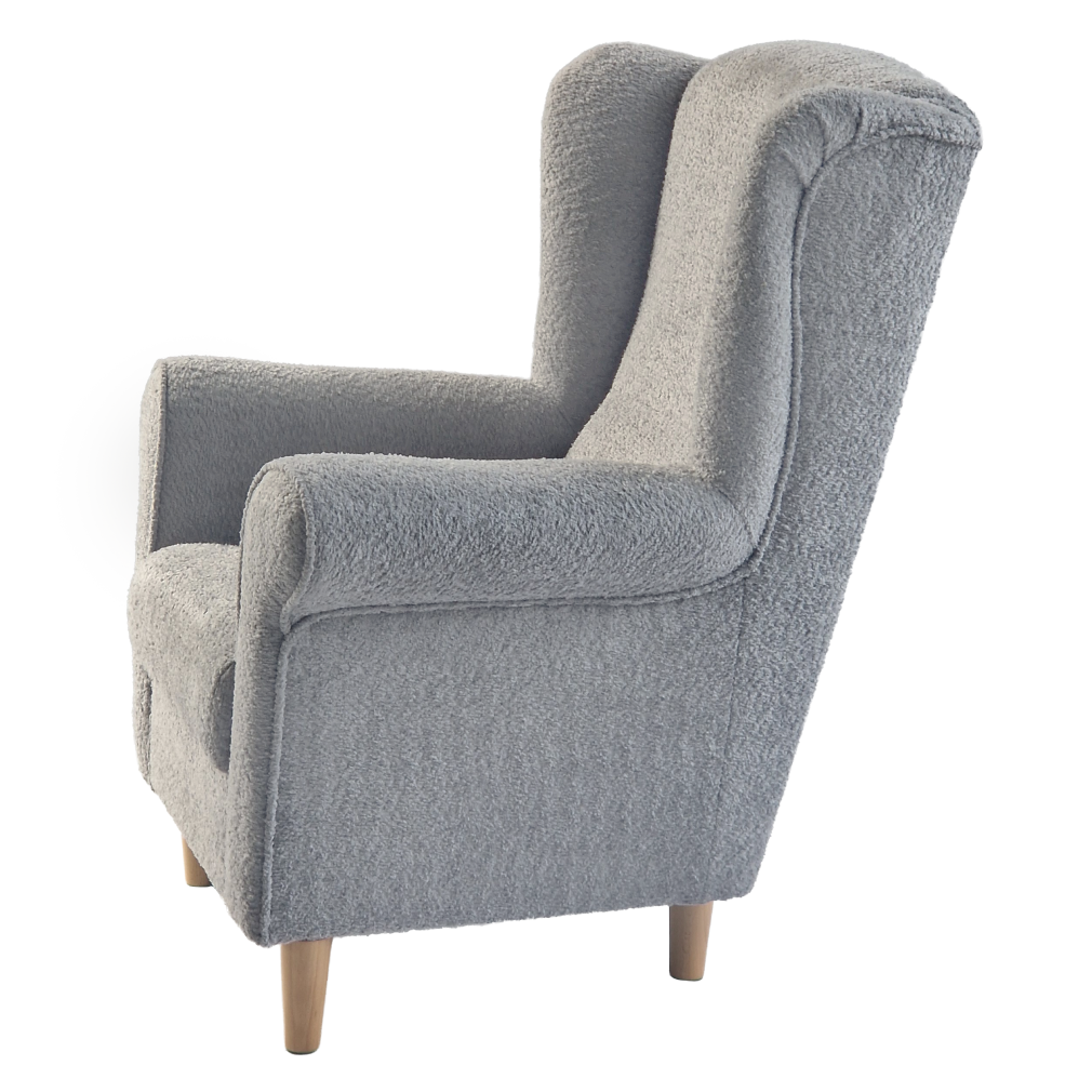 Kreslo ušiak, sivá látka Coral, CHARLOT