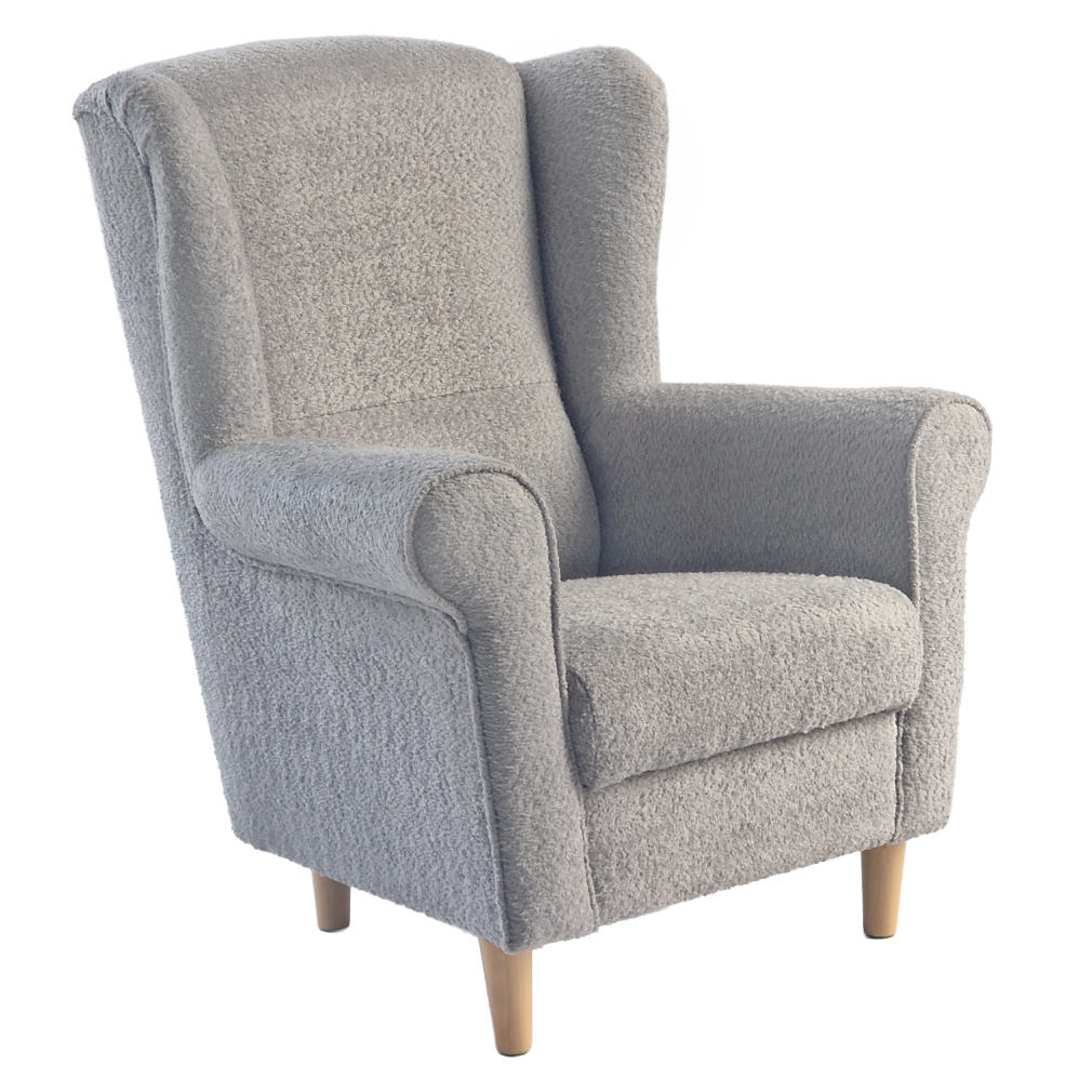 Kreslo ušiak, sivá látka Coral, CHARLOT