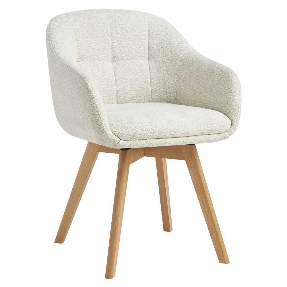 Otočné jedálenské kreslo, krémová/buk, DIMER