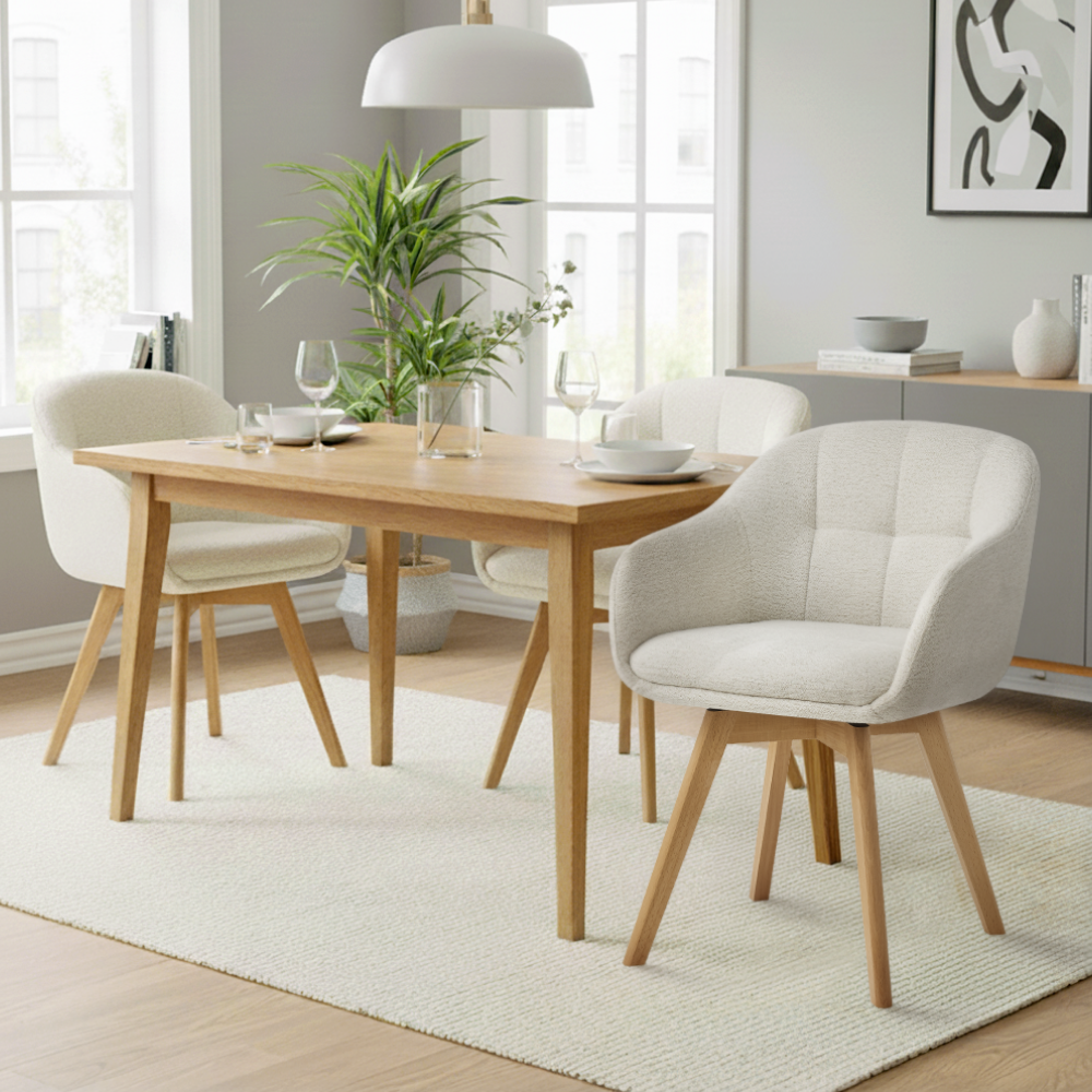 Otočné jedálenské kreslo, krémová/buk, DIMER