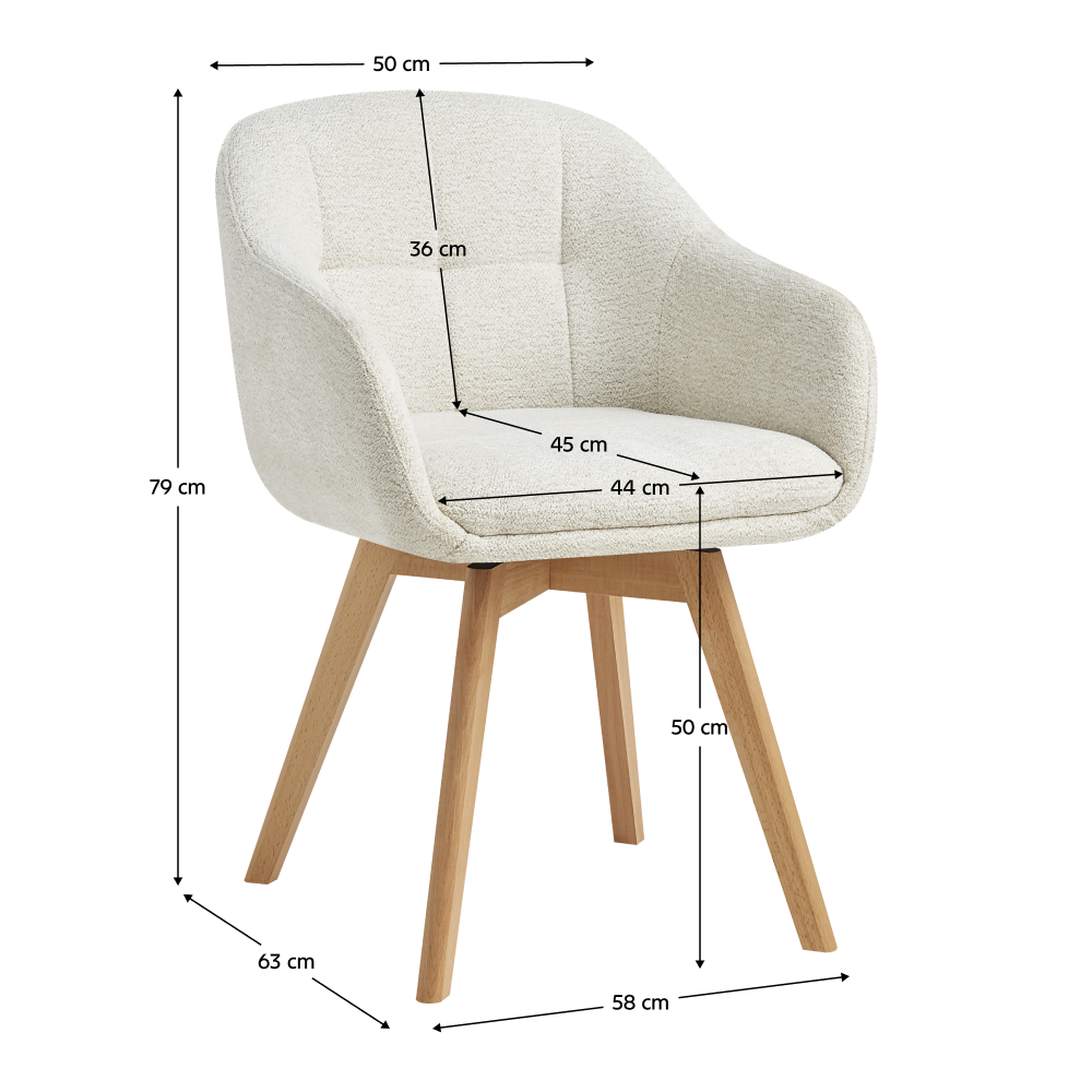 Otočné jedálenské kreslo, krémová/buk, DIMER