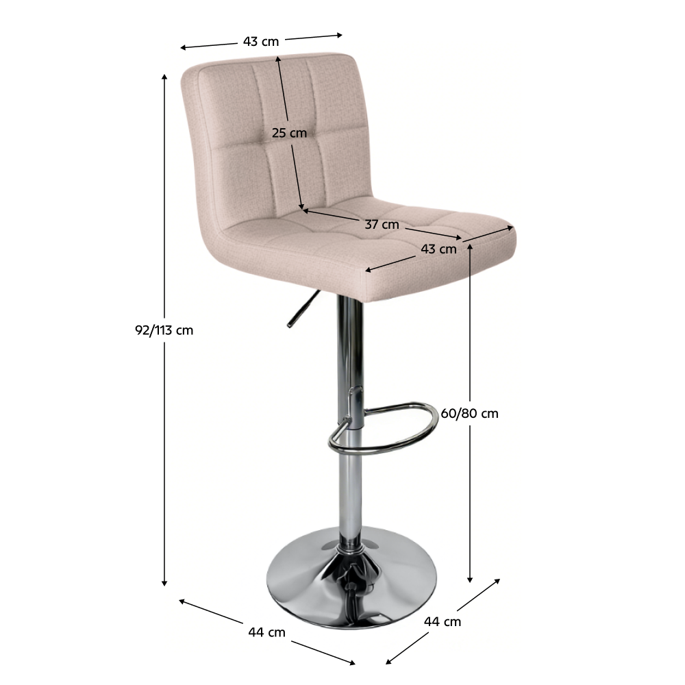 Barová stolička, sivohnedá taupe látka/chróm, KANDY 2 NEW