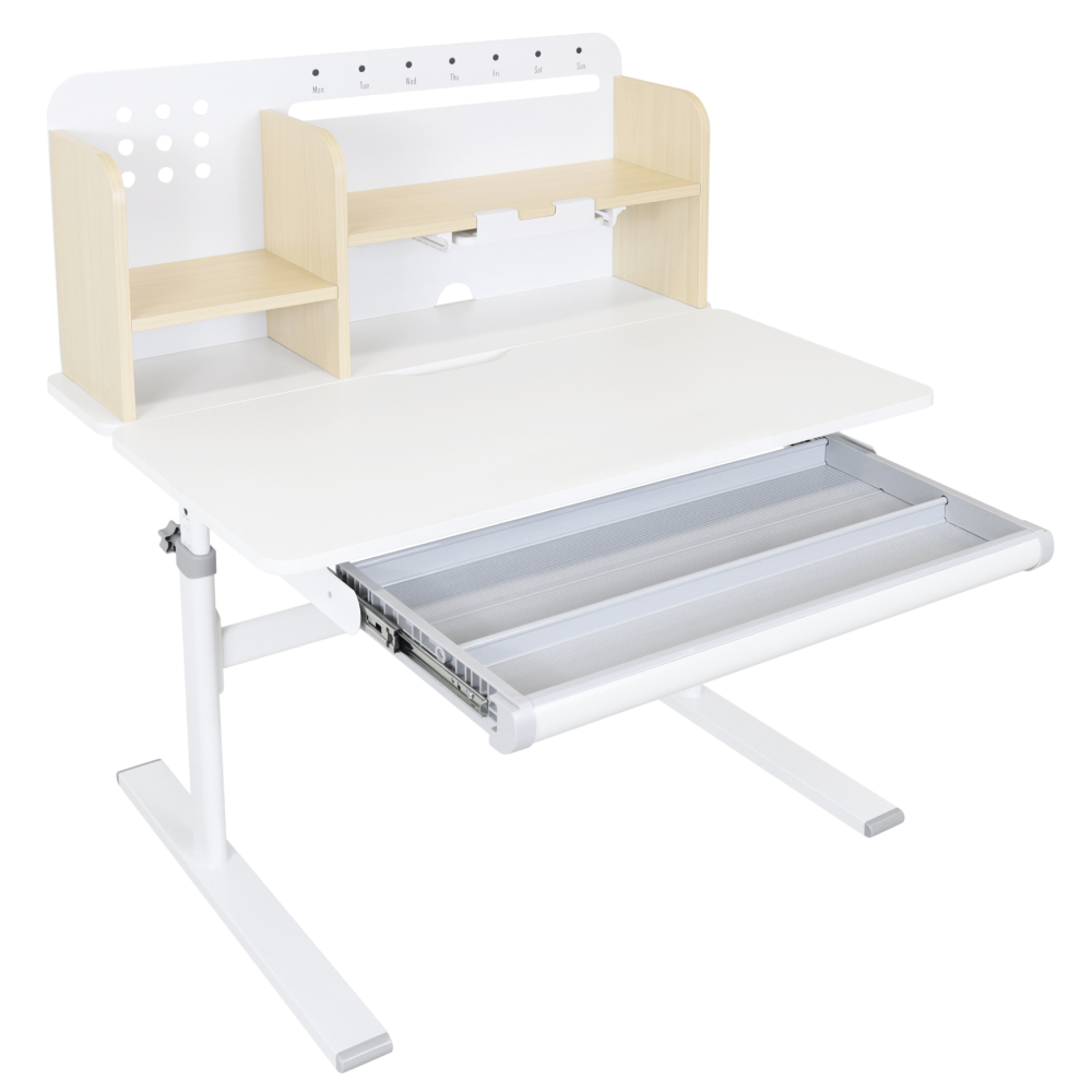 Rastúci písací stôl, prírodná/biela, ADAN