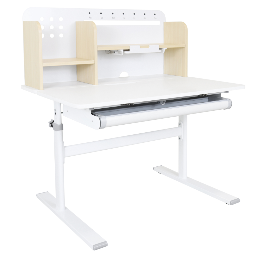 Rastúci písací stôl, prírodná/biela, ADAN