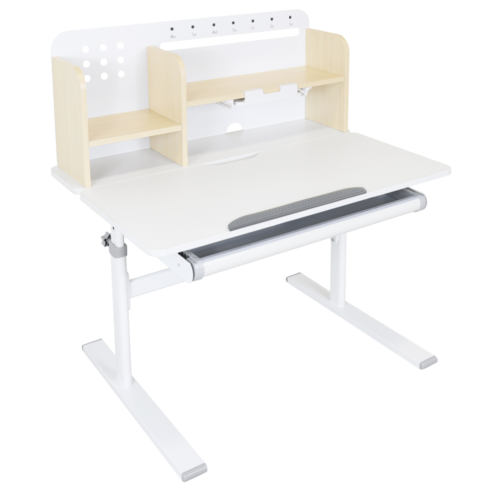 Rastúci písací stôl, prírodná/biela, ADAN