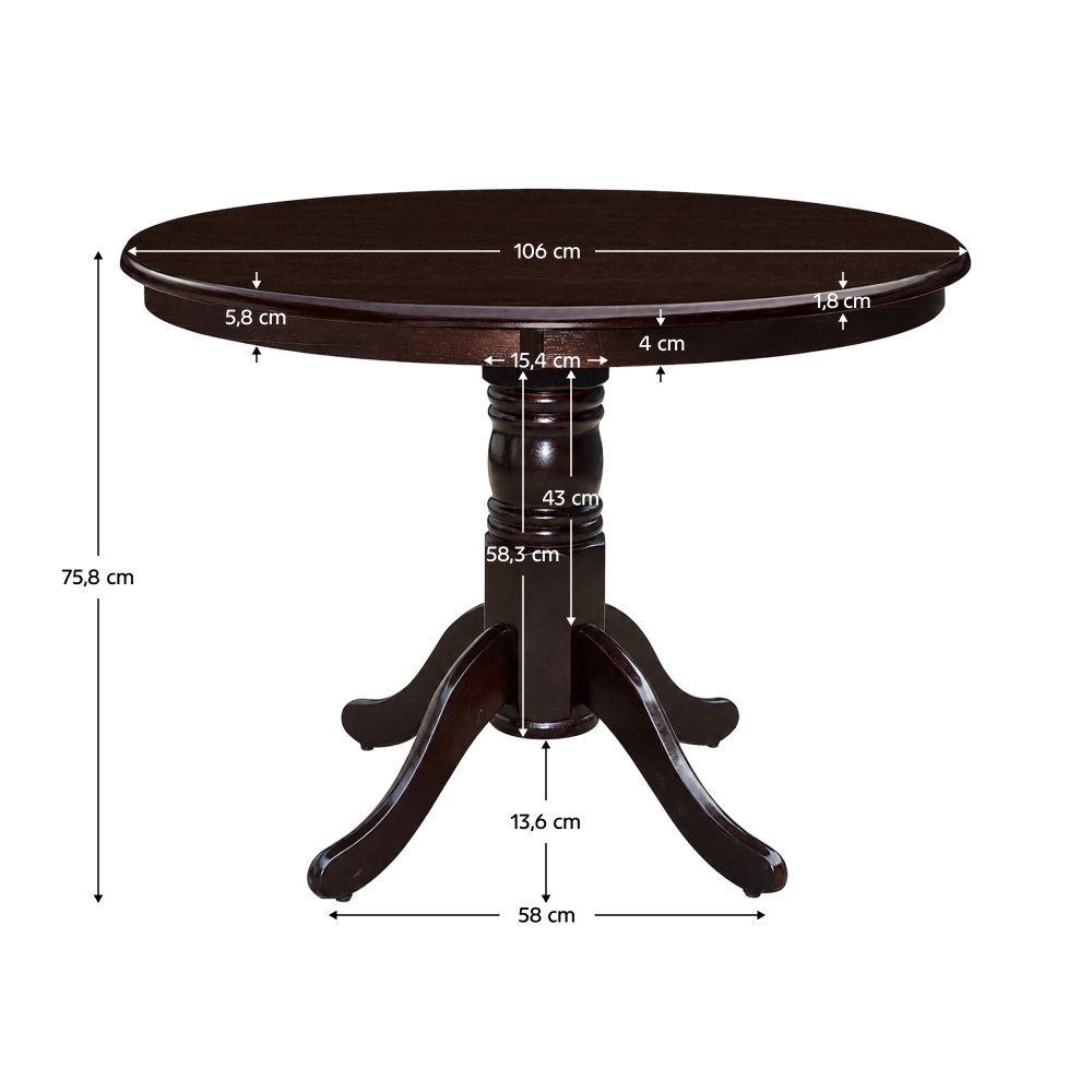 Jedálenský stôl, okrúhly, gaštan, priemer 106 cm, TABLOS NEW