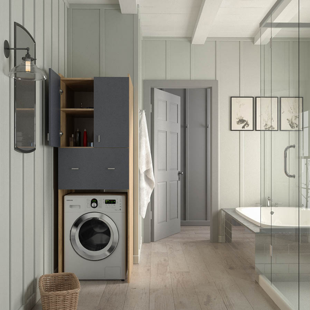 Hlboká skrinka nad práčku, dub artisan/grafit, NATALI TYP 9