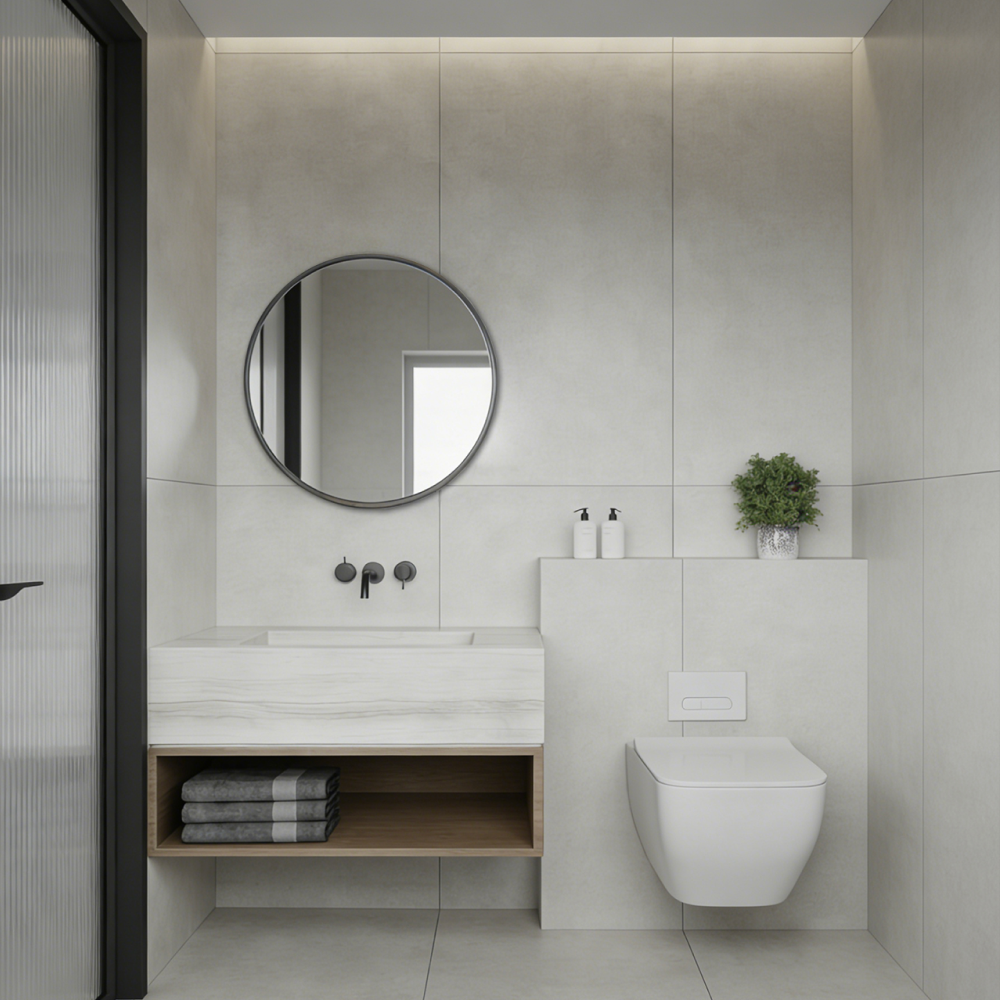 Okrúhle zrkadlo, čierny kovový rám, NEVES TYP 4