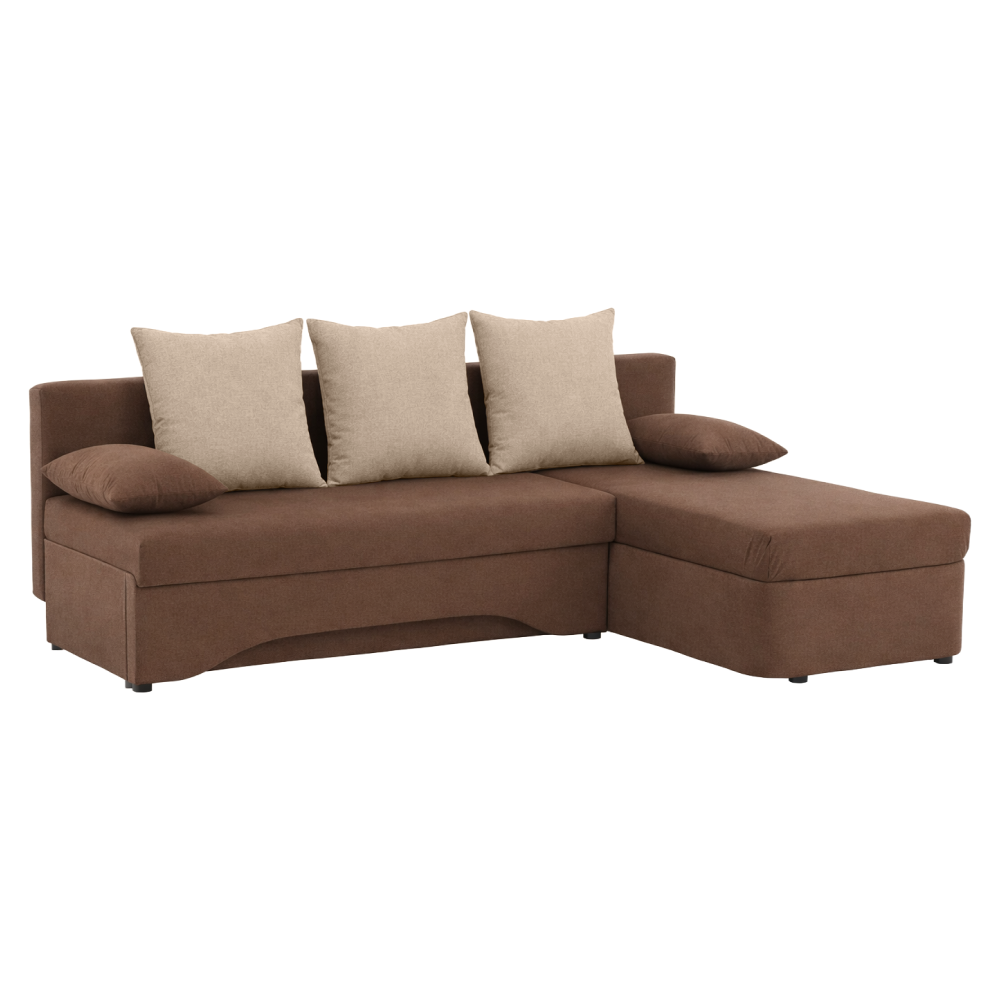 Univerzálna sedacia súprava, hnedá/béžová, POLARIS NEW ROH