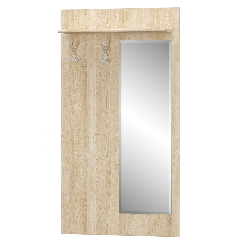 Věšákový panel se zrcadlem, dub sonoma, TEYO