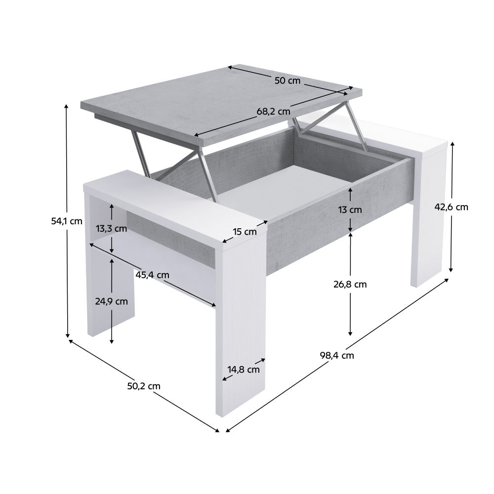 Konferenčný stolík, biela/betón, PULA