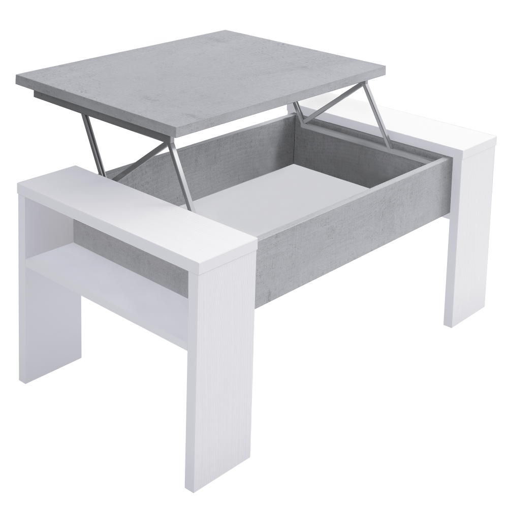 Konferenční stolek, bílá/beton, PULA