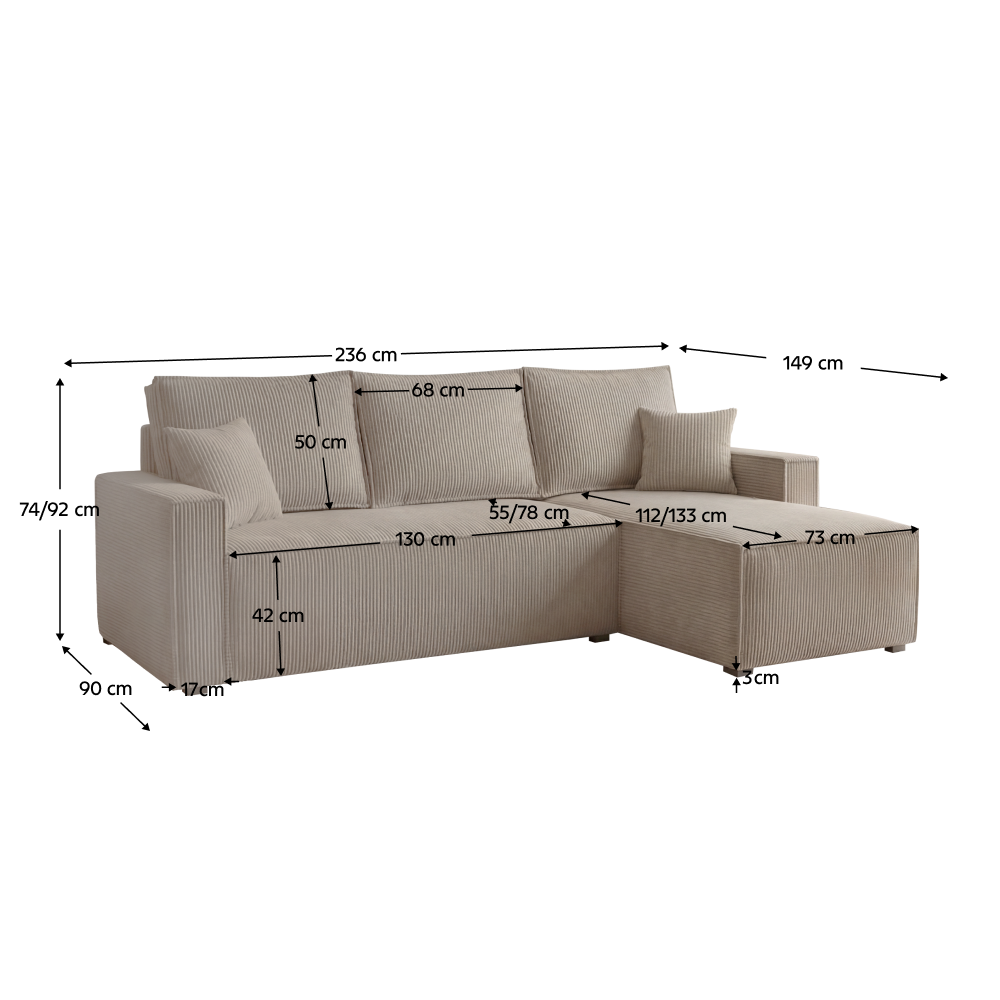 Univerzálna sedacia súprava, sivobéžová Taupe, APERO ROH